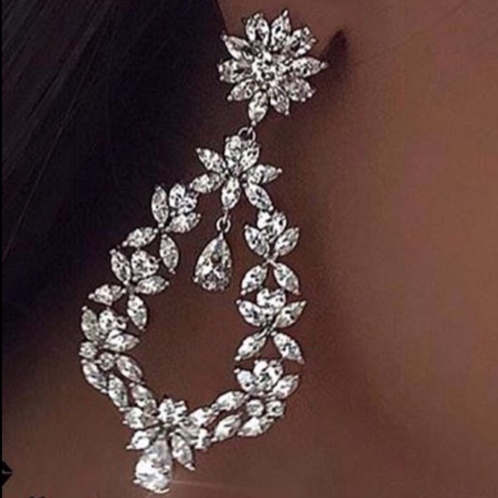 🔥 platinum plated earrings AAA cubic zirconia